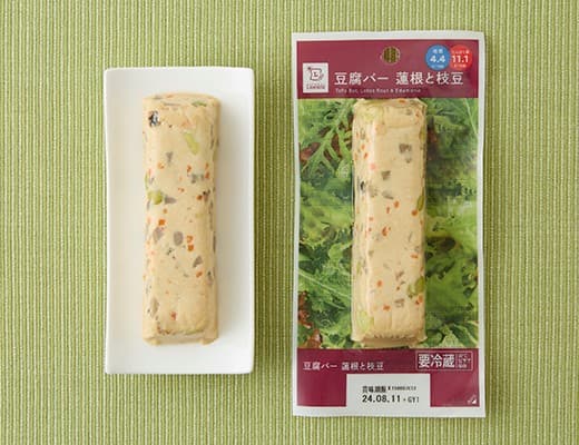 Front view of product: Lawson Tofu Bar Lotus Root and Edamame Flavor