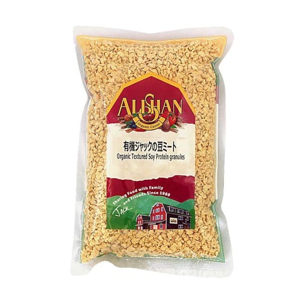 Front view of product: Alishan Organic Textured Soy Protein granules