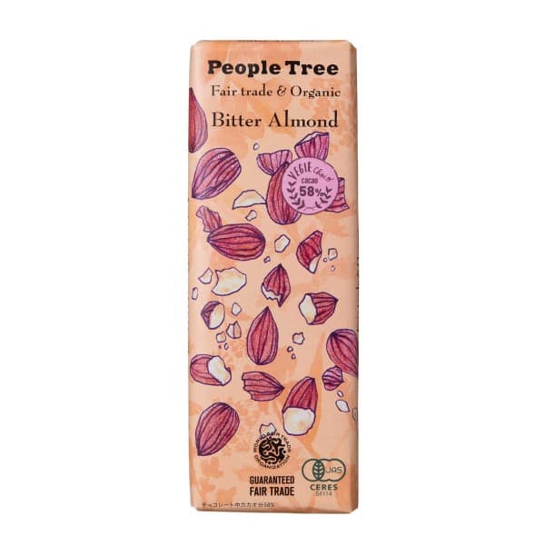 Front view of product: People Tree Fair Trade Bar Chocolate, Bitter Almond